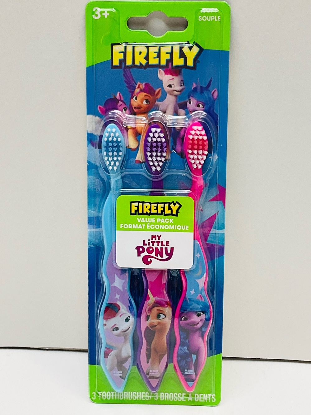 🌼4/$10🌼 NIP Firefly My Little Pony Kids Toothbrush 3 Pack - Blue, Purple, Pink